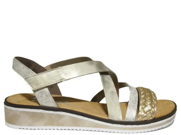 Sandalen^Rieker V3663 hellgold/beige-gold/muschel