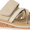 Slippers^Rieker V3652 altrosa/lightgold/offwhite/per