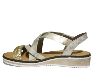 Sandalen^Rieker V3663 hellgold/beige-gold/muschel